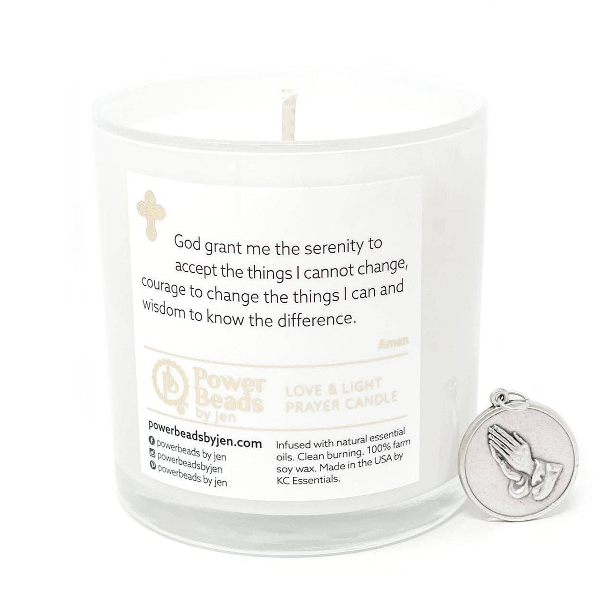 Love & Light Prayer Candle - Serenity Prayer: Grapefruit & Mint