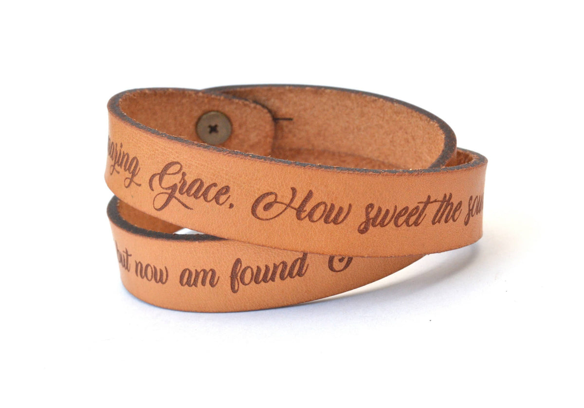 Amazing Grace Double Wrap Leather Bracelet: Regular (.625")