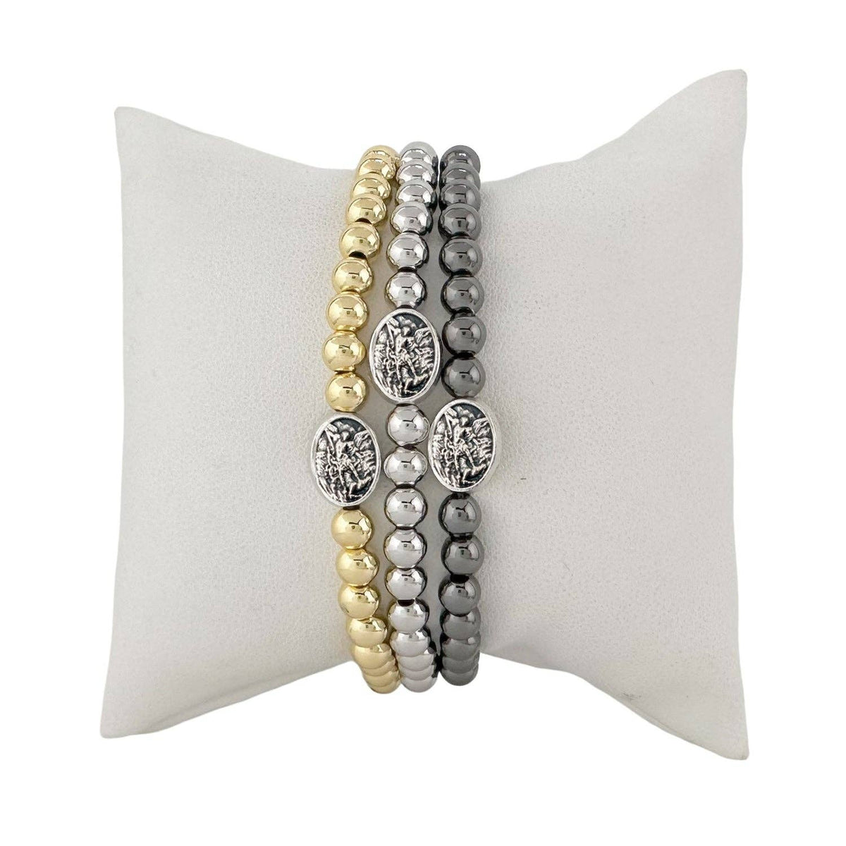 Subliminal Saint Michael The Archangel Stretch Bracelet: Silver or Gold