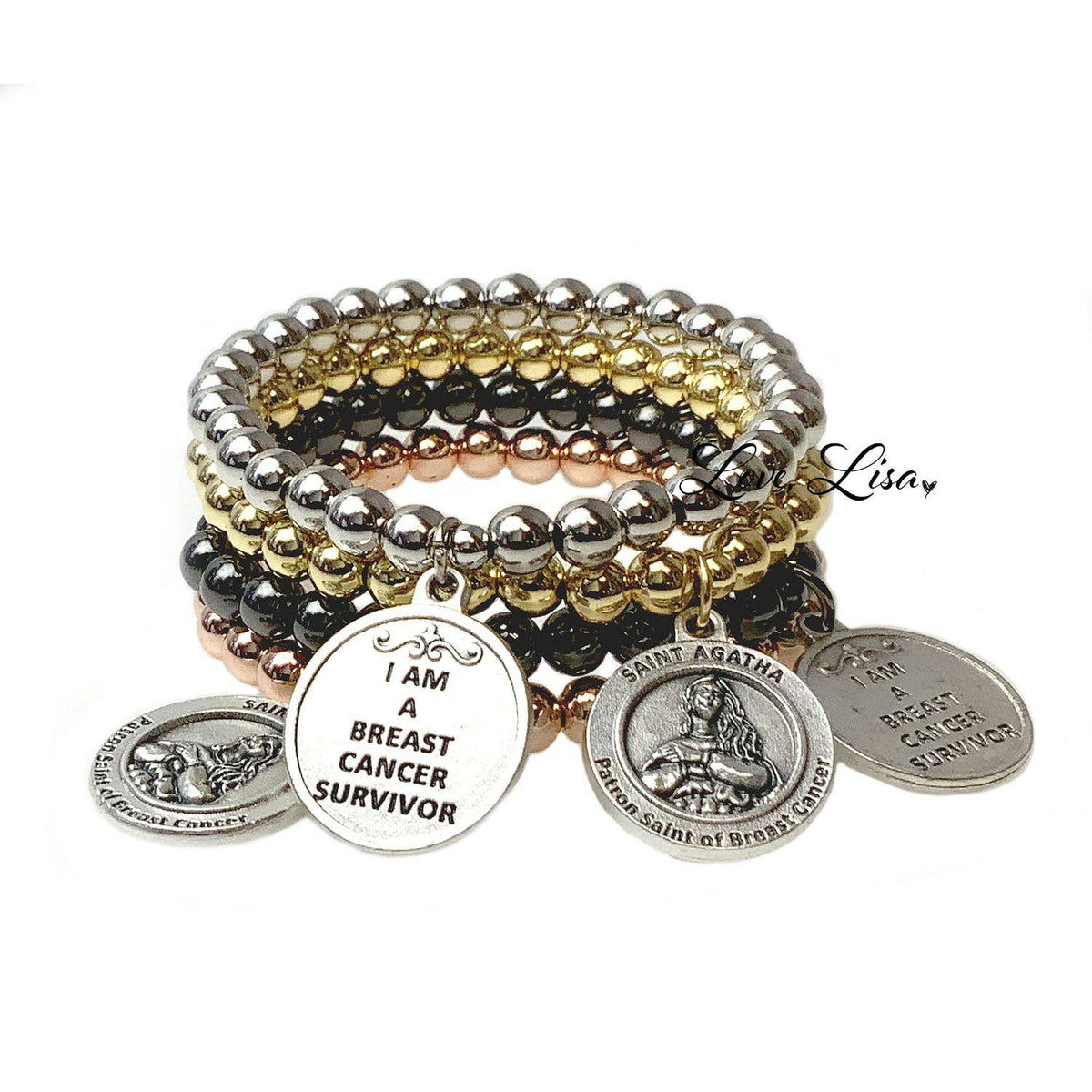 Saint Agatha Patron Saint of Breast Cancer Bracelet: Gold or Silver