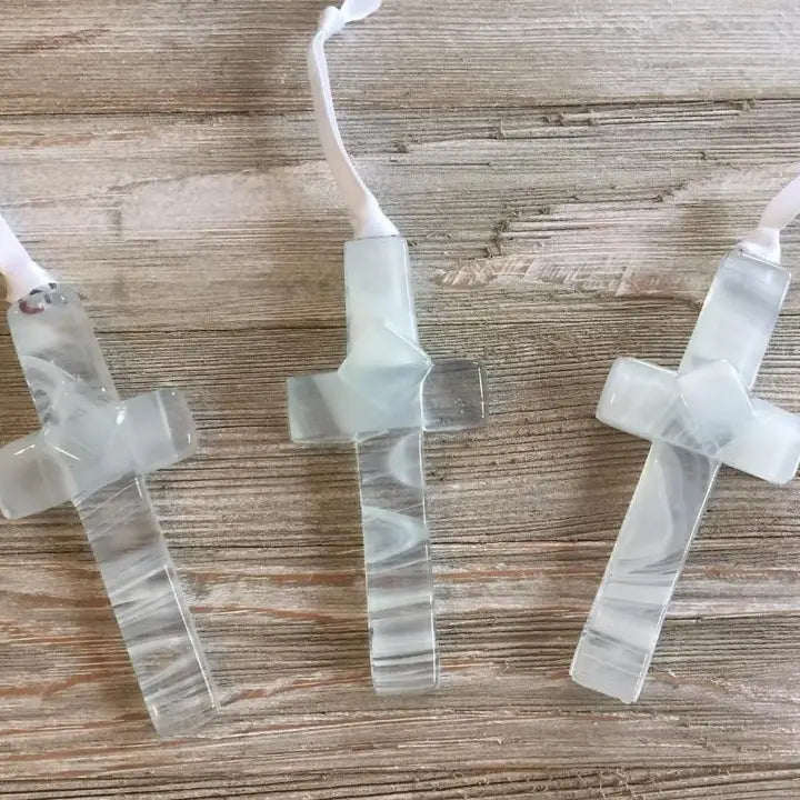 Baby Christening Gift USA Handmade Glass Cross Keepsake