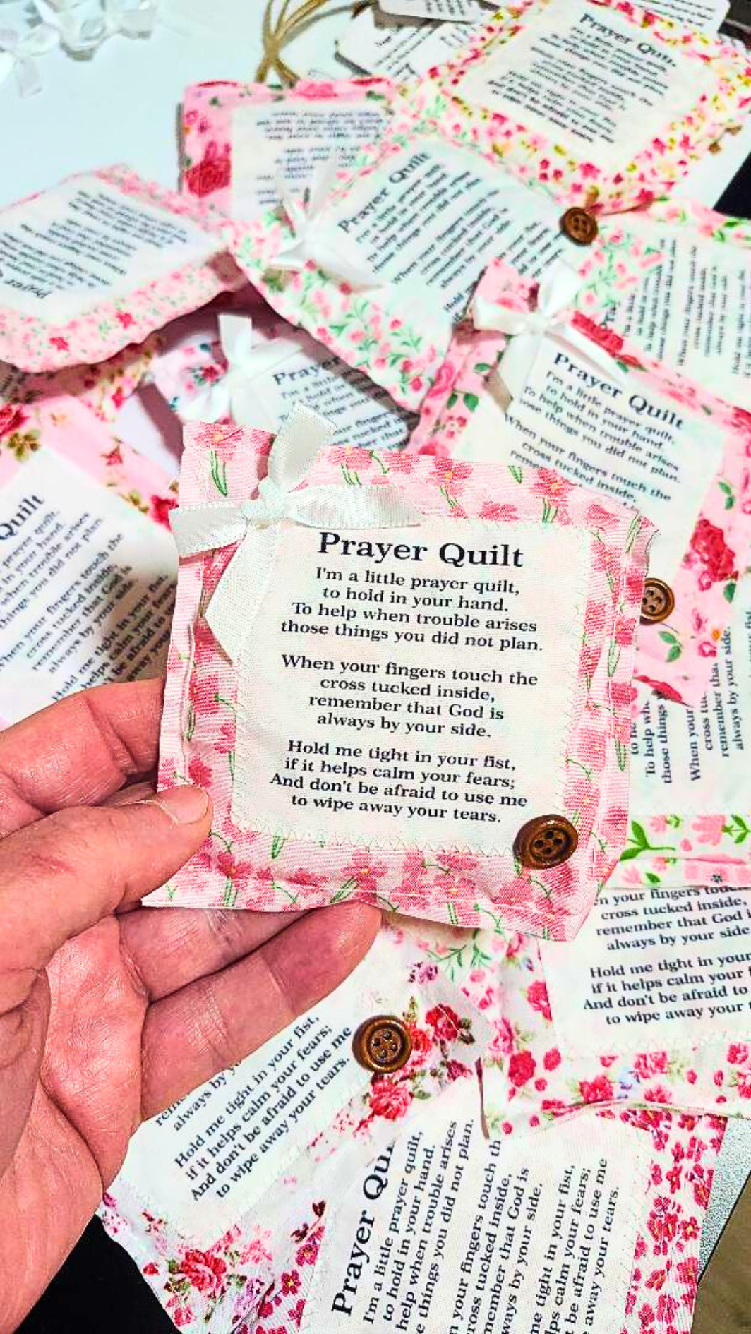 Pink Floral Mini Prayer Quilt
