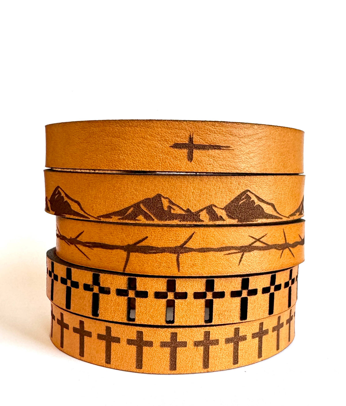 Easter Engraved Crosses Men's Religious Leather Snap Bracelet Engraved Cuff