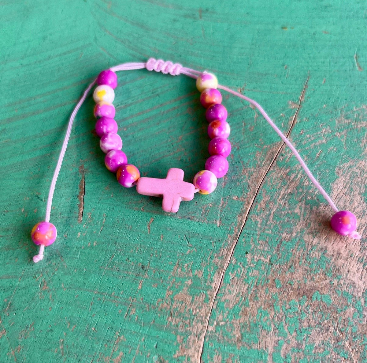 Adjustable Cross Marble Bead Bracelets