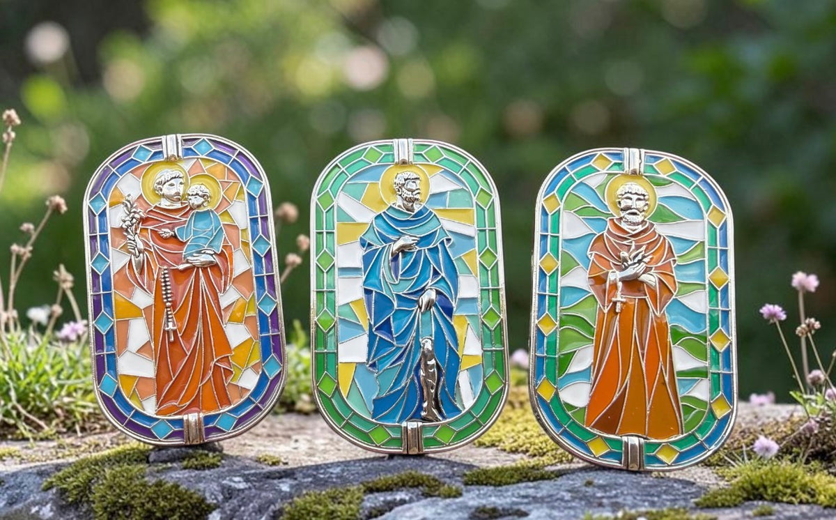 Saint Visor Clips (St Francis, St Peregrine and St Anthony)
