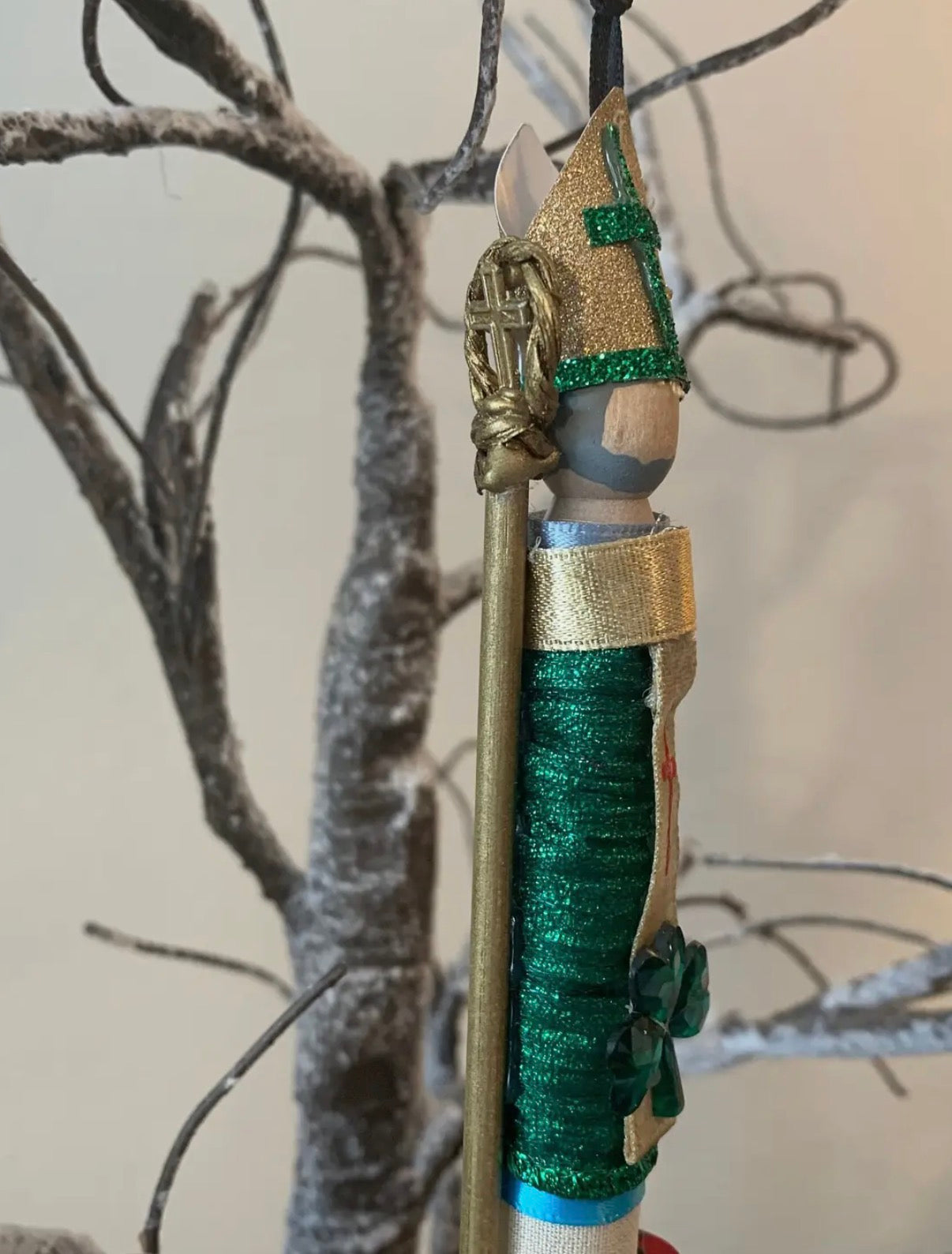 St Patrick Wooden Doll Ornament