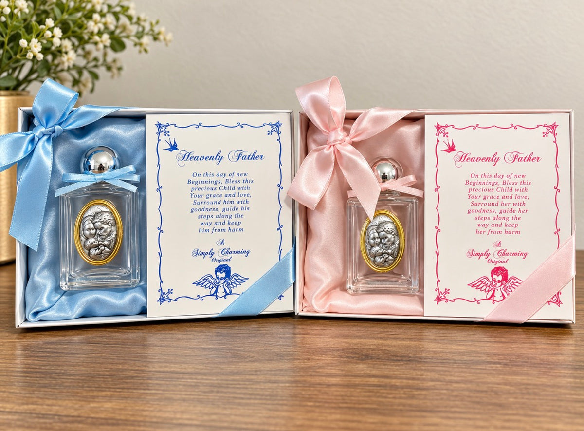 Baptism Holy Water Bottles - Blue and Pink