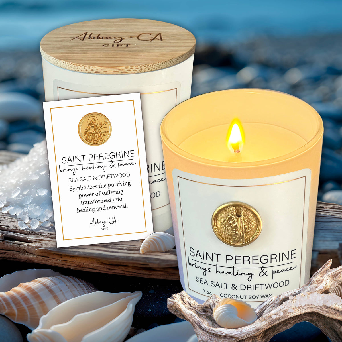Saint Scentspirations Candles: Saint Peregrine - Sea Salt & Driftwood