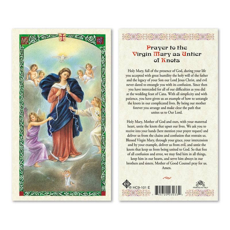 Laminated Mary and Jesus Prayer Cards: Our Lady of Guadalupe