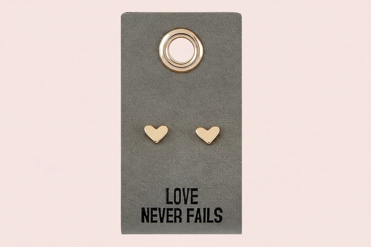 Leather Tag Earrings - Heart