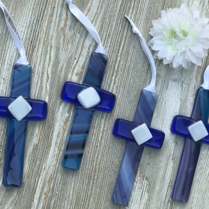 Dad Gift USA Handmade Glass Cross
