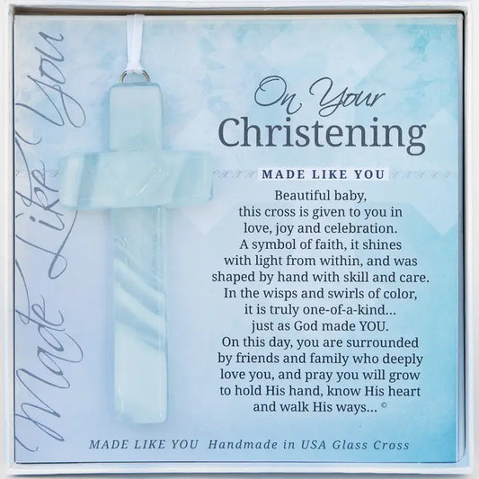 Baby Christening Gift USA Handmade Glass Cross Keepsake