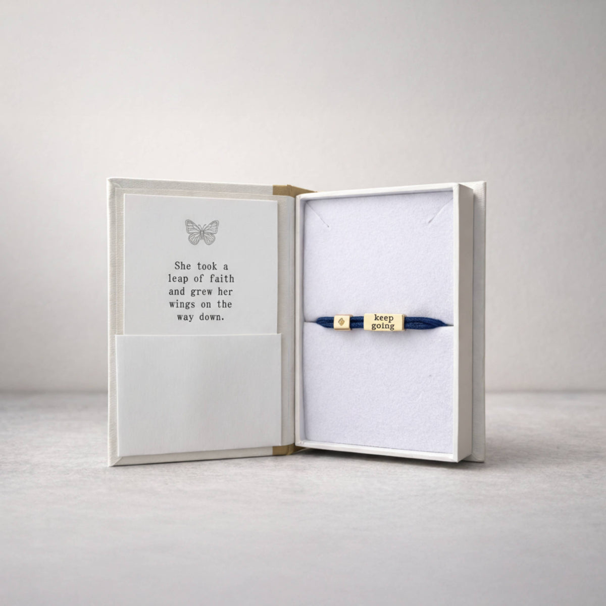 Sentiment Bracelet – Keep Going | Navy Blue Cord