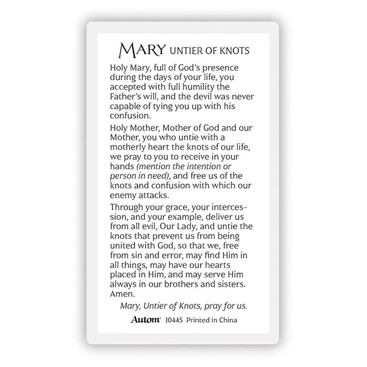 Laminated Prayer Card: Miraculous Medal