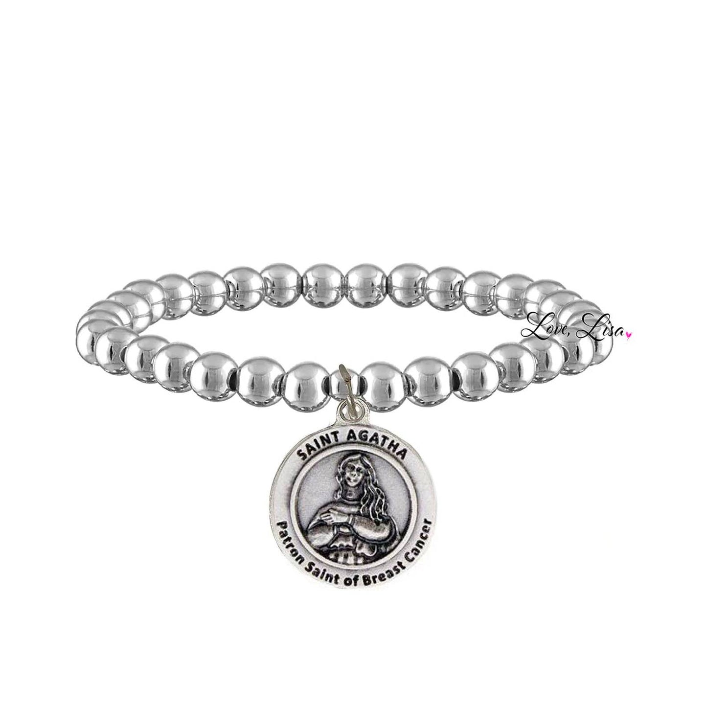 Saint Agatha Patron Saint of Breast Cancer Bracelet: Gold or Silver