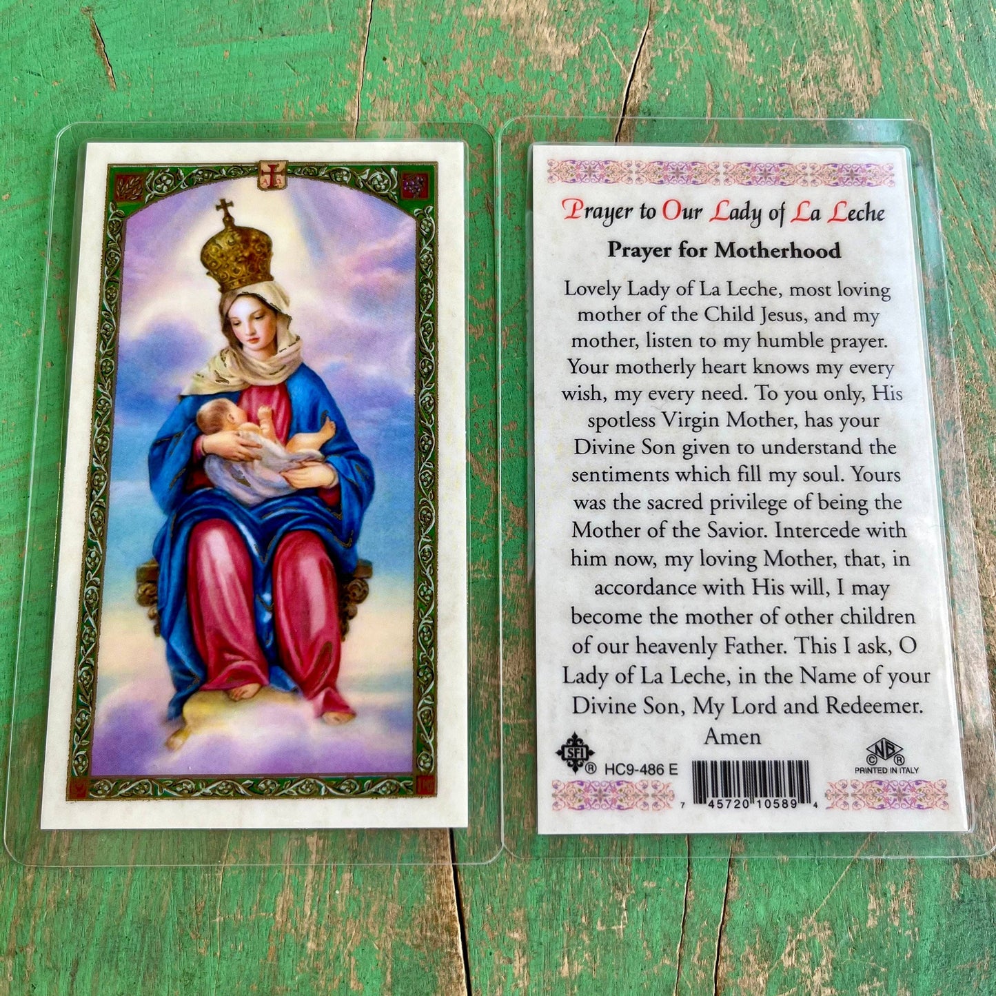 Laminated Mary and Jesus Prayer Cards: Our Lady of La Leche