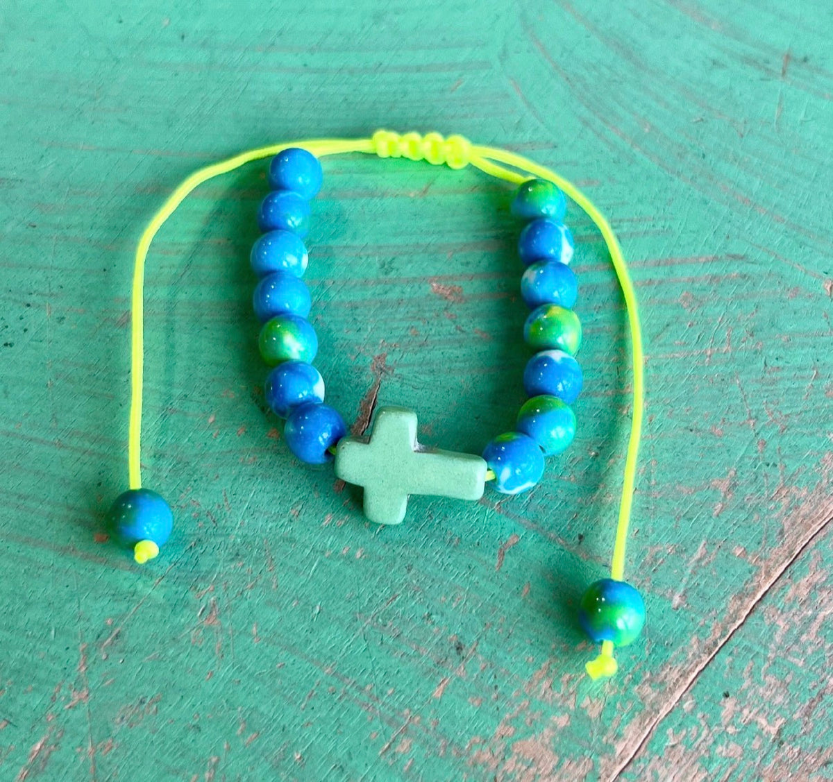 Adjustable Cross Marble Bead Bracelets