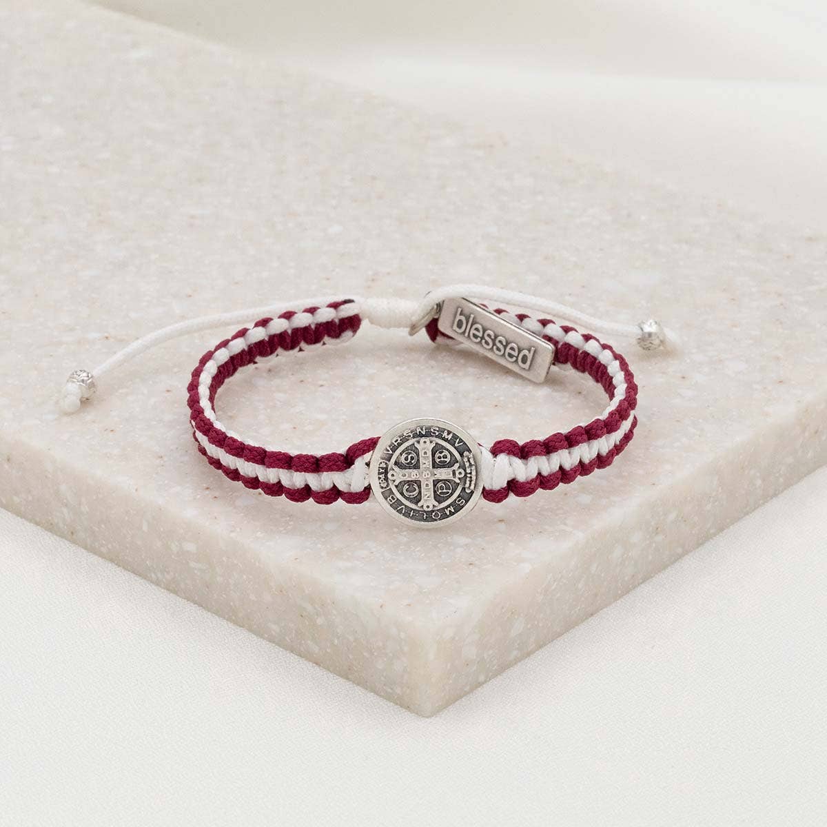 School Spirit Blessing Bracelets: Navy/Red/Silver