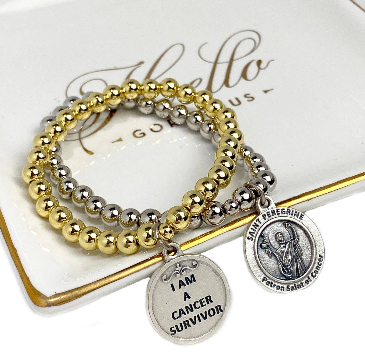 Saint Peregrine Patron Saint of Cancer Bracelet: Gold or Silver