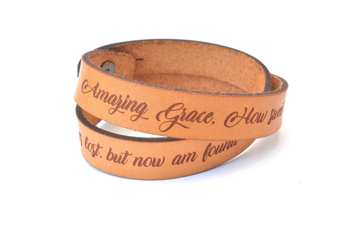 Amazing Grace Double Wrap Leather Bracelet: Regular (.625")