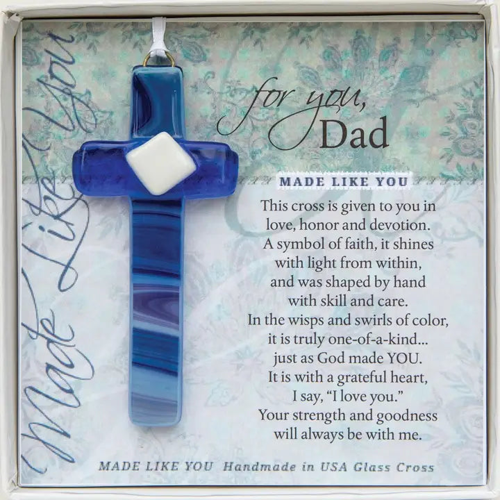 Dad Gift USA Handmade Glass Cross