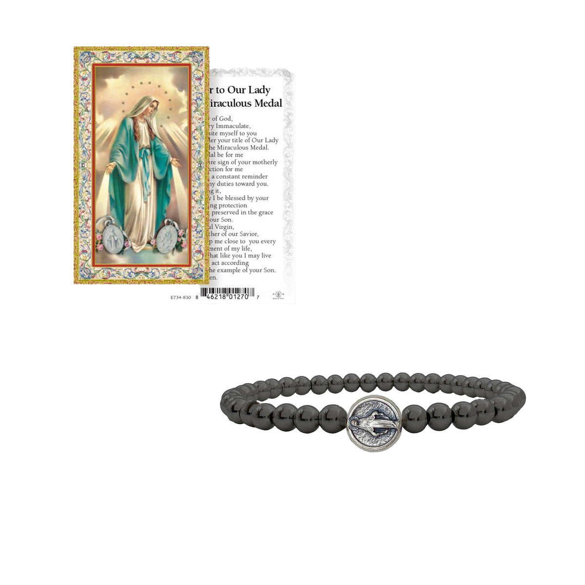 Subliminal Blessed Mother Miraculous Beaded Bracelet: Gold and Silver