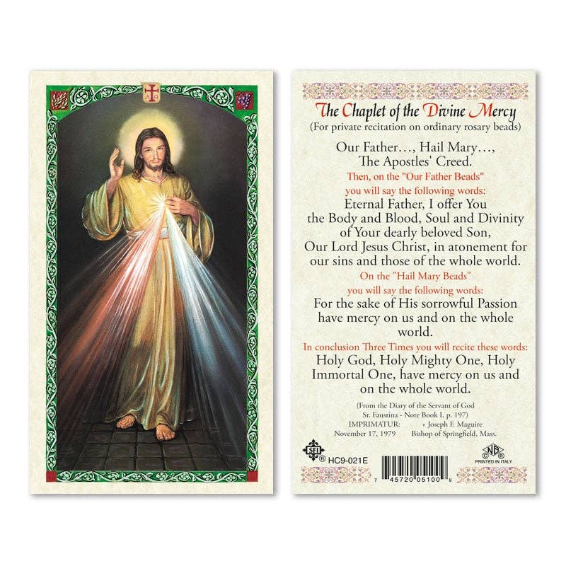 Chaplet of Dive Mercy Laminated Prayer Card
