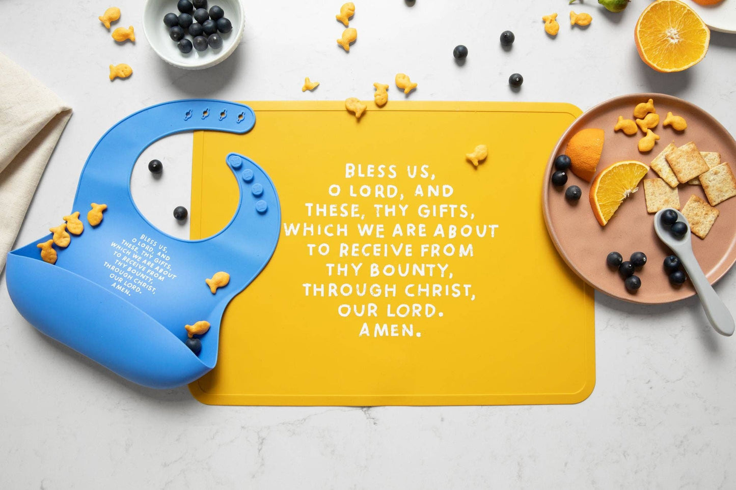 Meal Blessing Silicone Placemat: Cornflower Blue