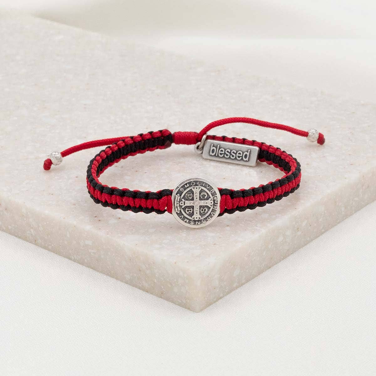 School Spirit Blessing Bracelets: Navy/Red/Silver