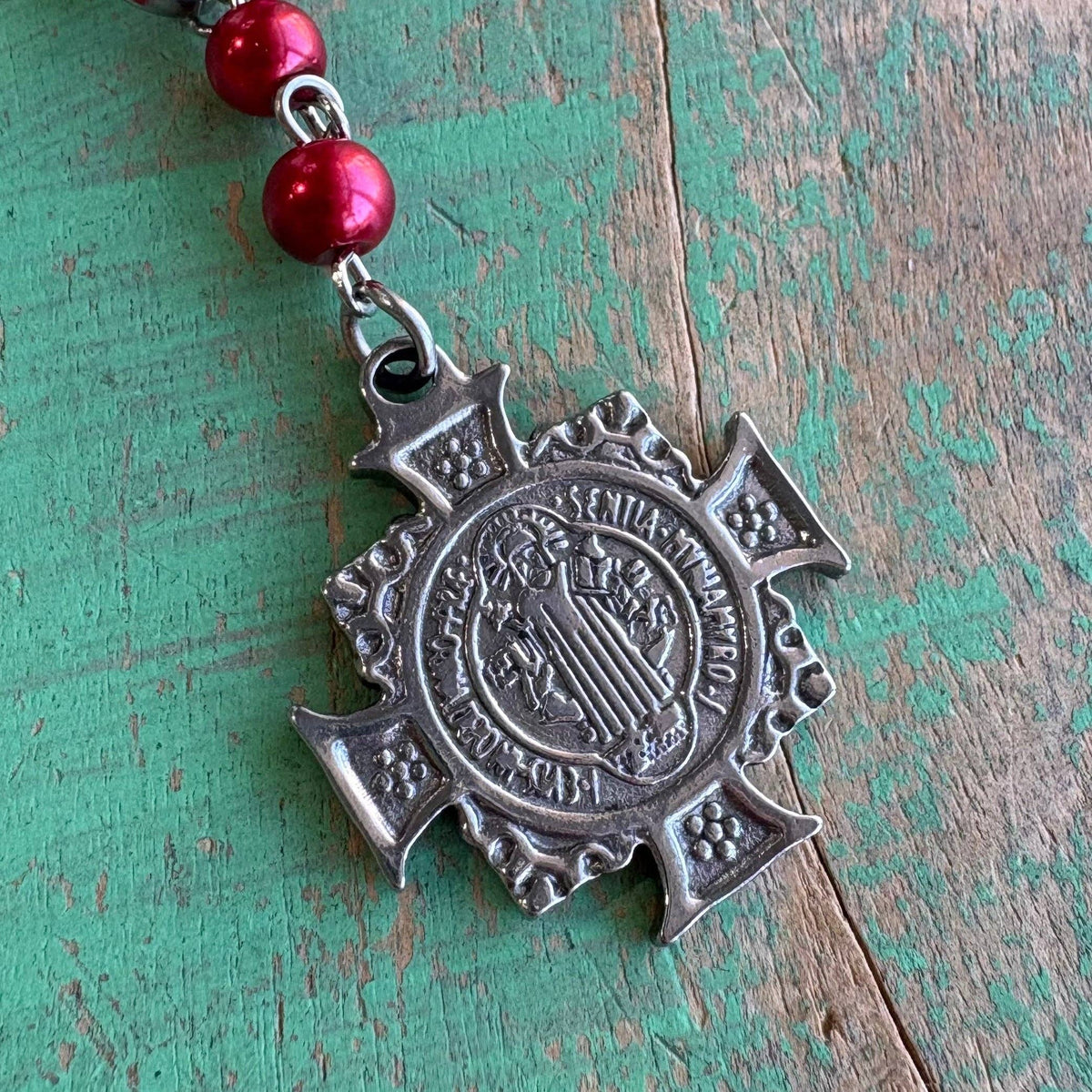 St Benedict Car, Purse or Door Blessing: Red or Blue