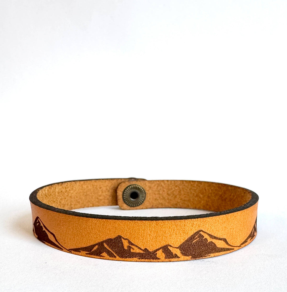 Easter - Single Cross Men's Religious Leather Snap Bracelet Engraved Cuff