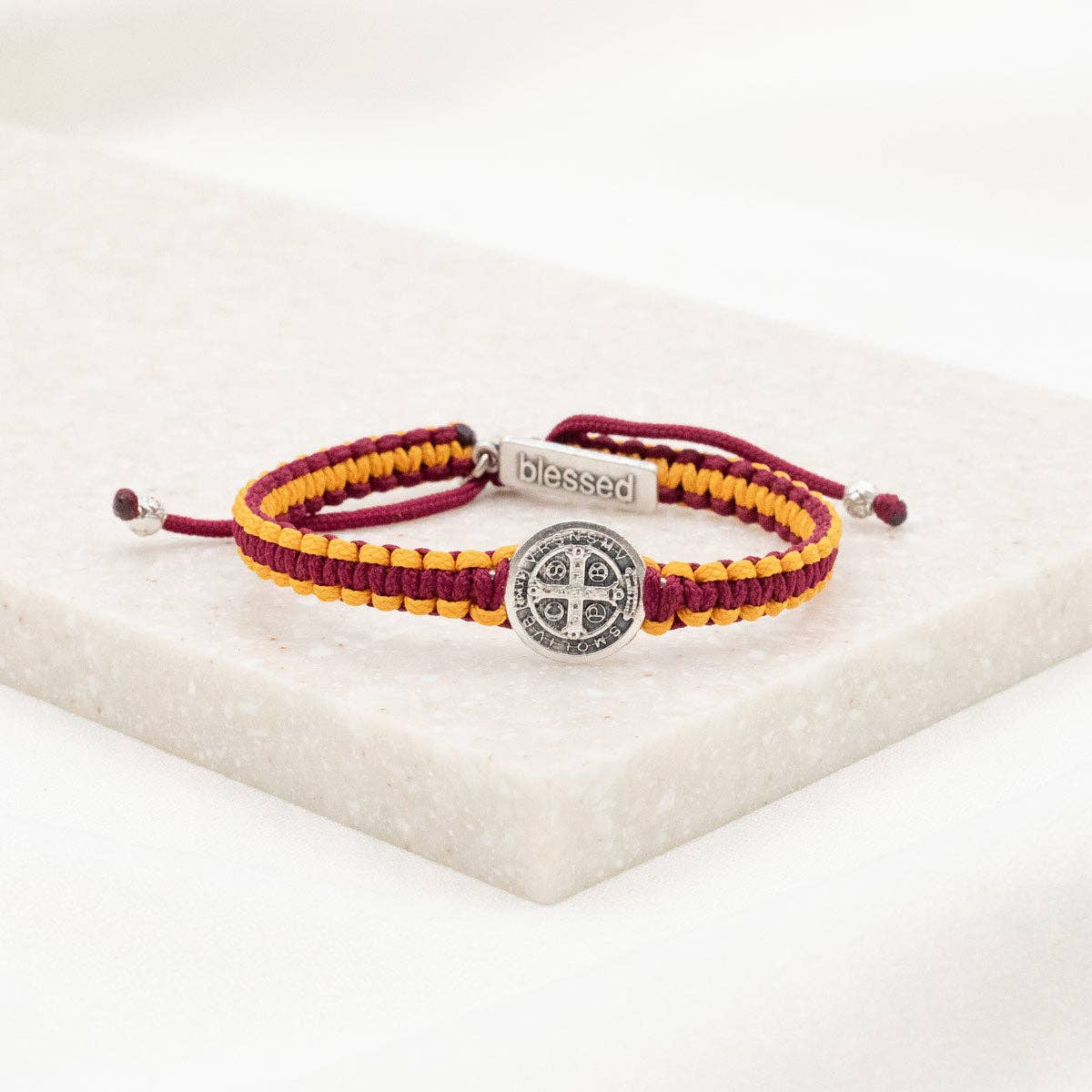 School Spirit Blessing Bracelets: Navy/Red/Silver