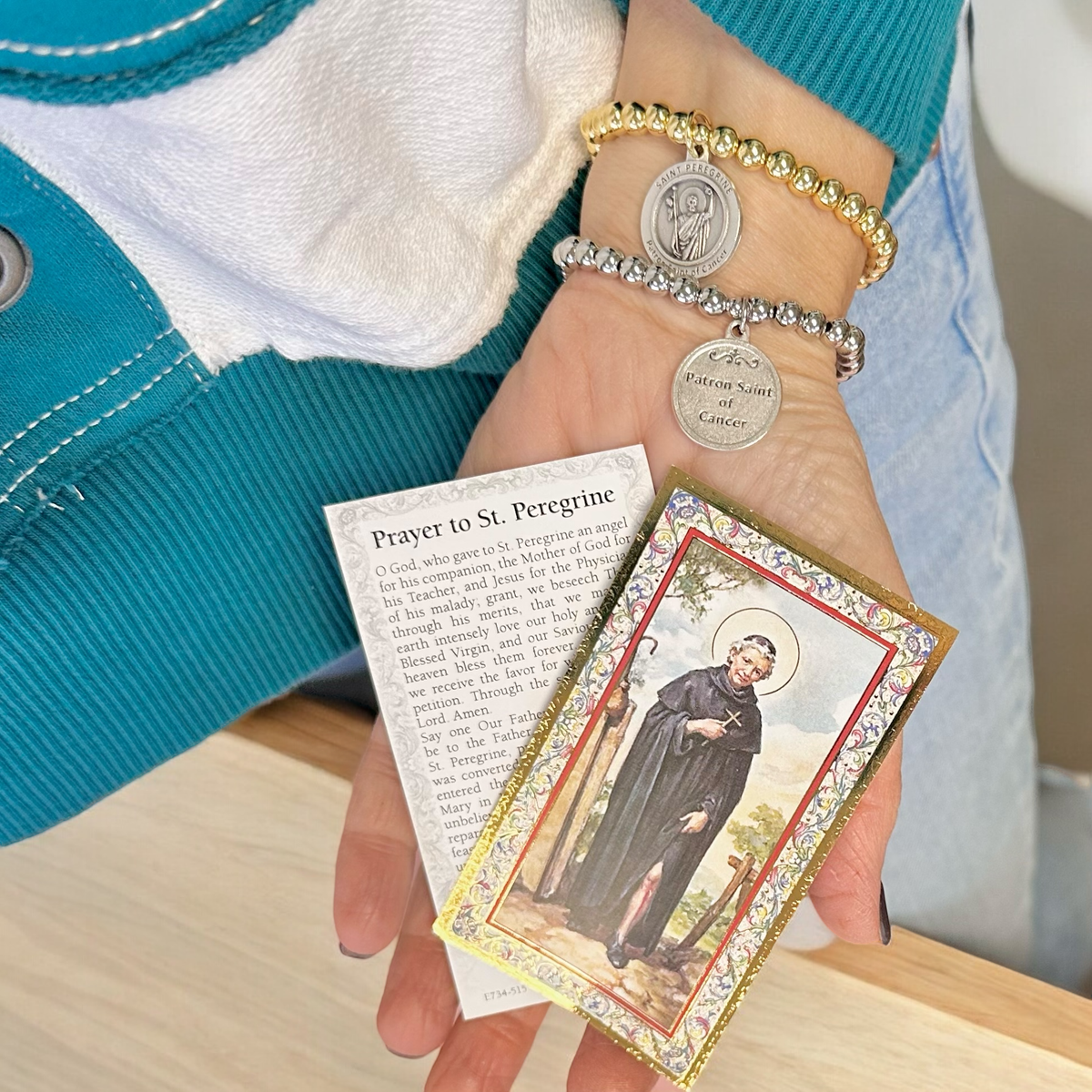 Saint Peregrine Patron Saint of Cancer Bracelet: Gold or Silver