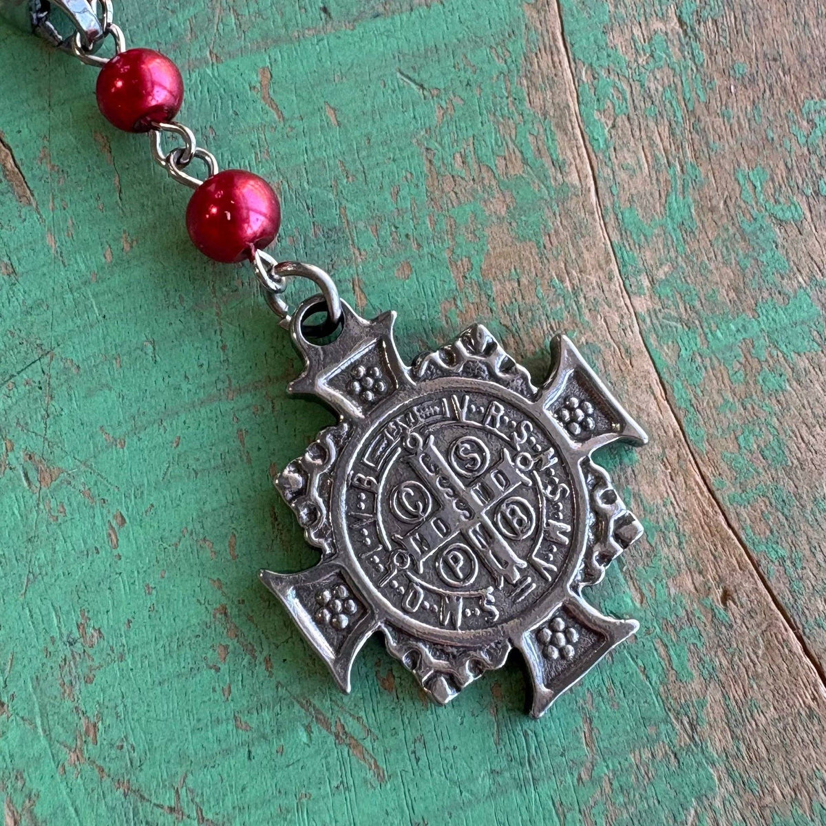 St Benedict Car, Purse or Door Blessing: Red or Blue