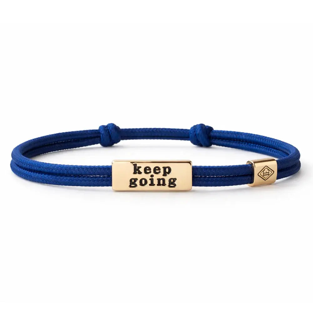 Sentiment Bracelet – Keep Going | Navy Blue Cord