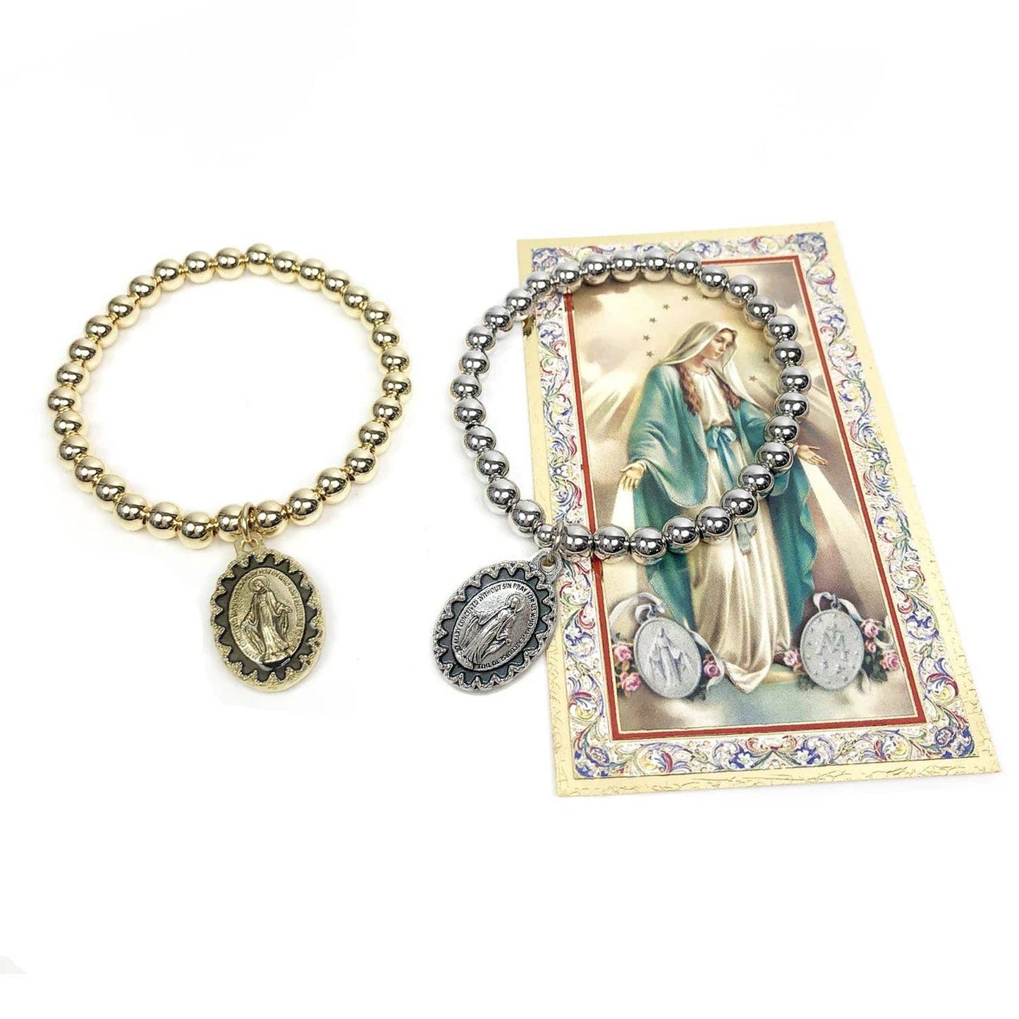 Beautiful Blessed Miraculous Beaded Bracelet: Silver