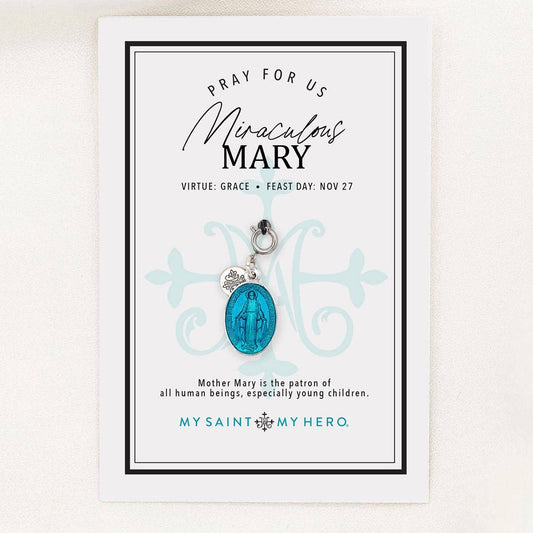 Miraculous Mary Charm - Large, Blue Enamel