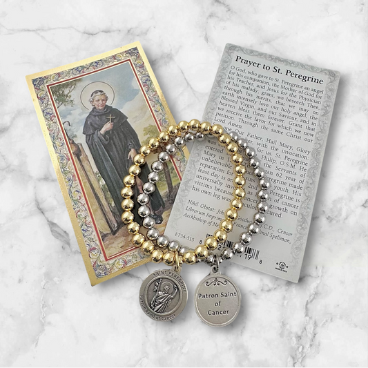Saint Peregrine Patron Saint of Cancer Bracelet: Gold or Silver