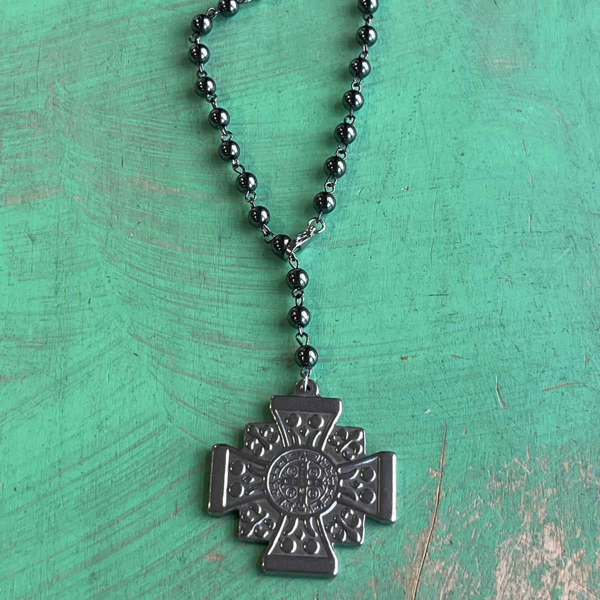 St Benedict Square Cross Car Blessing or Door Blessings: Gunmetal or Black