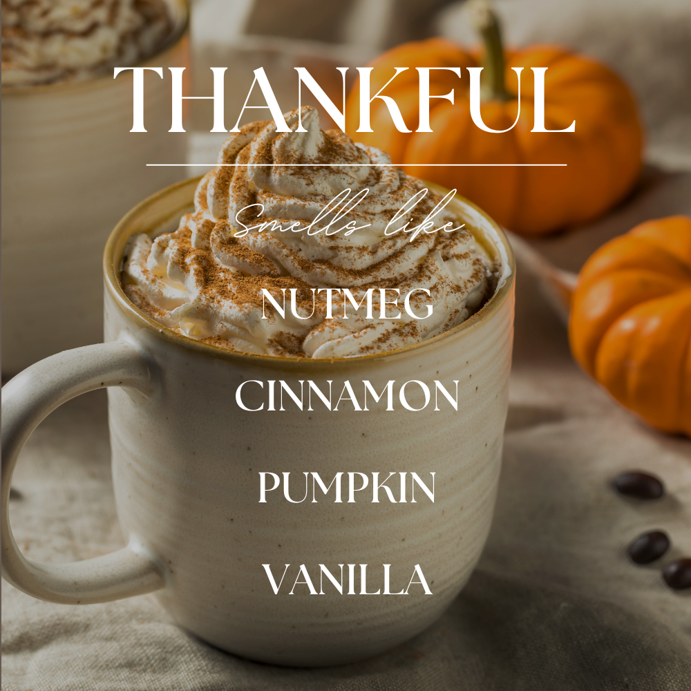 Thankful | Pumpkin Spice & Vanilla | 9oz Fall Candle: Natural Wood Lid