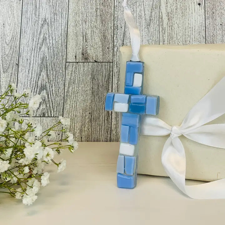 First Communion Gift Cross For Boy: USA Handmade Glass