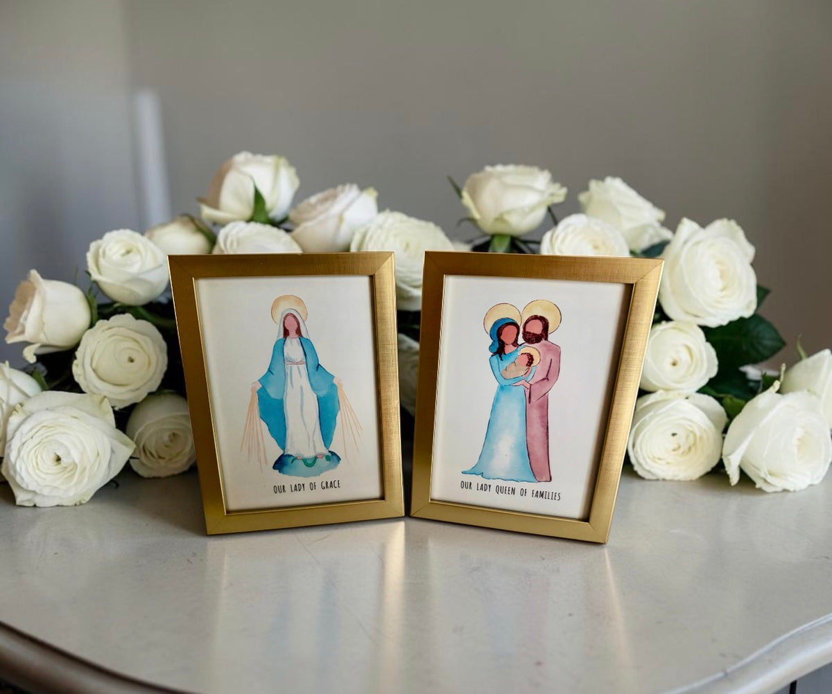 Marian Minis (2 options - Framed 5x7 - Mary Queen of Families and Our Lady of Grace