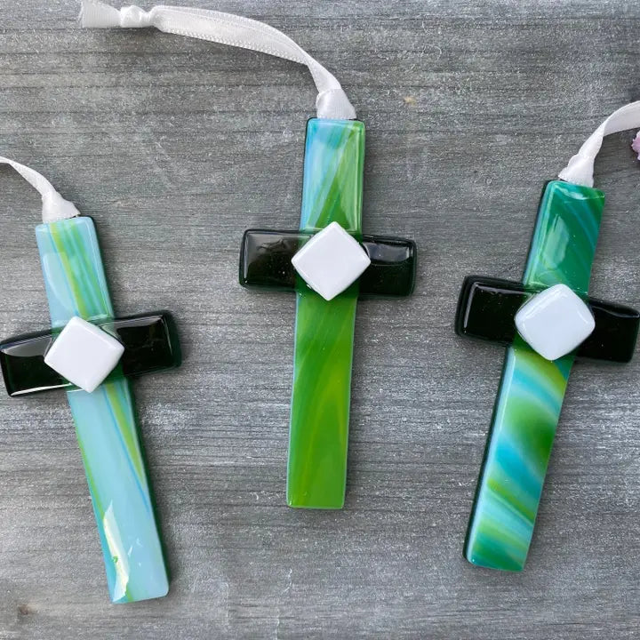 Teacher Gift USA Handmade Glass Cross