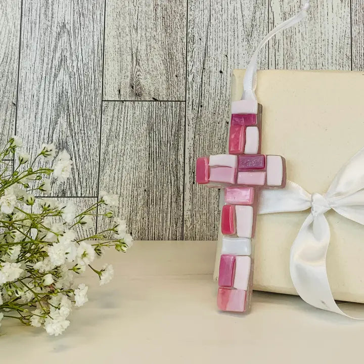 First Communion Gift Cross For Girl: USA Handmade Glass