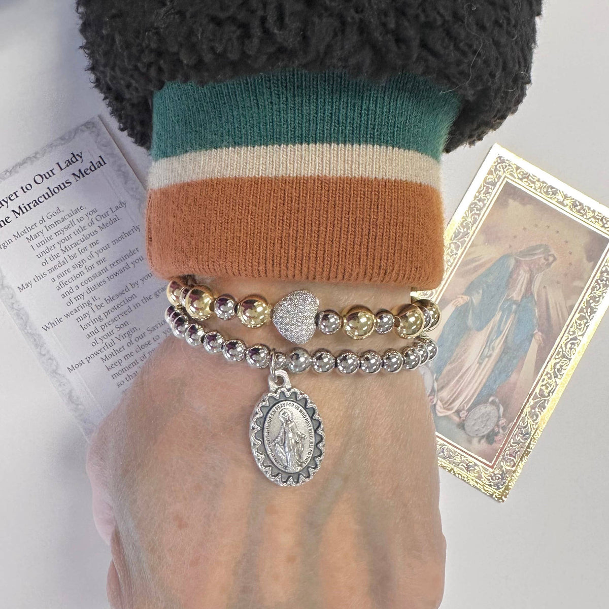 Beautiful Blessed Miraculous Beaded Bracelet: Silver