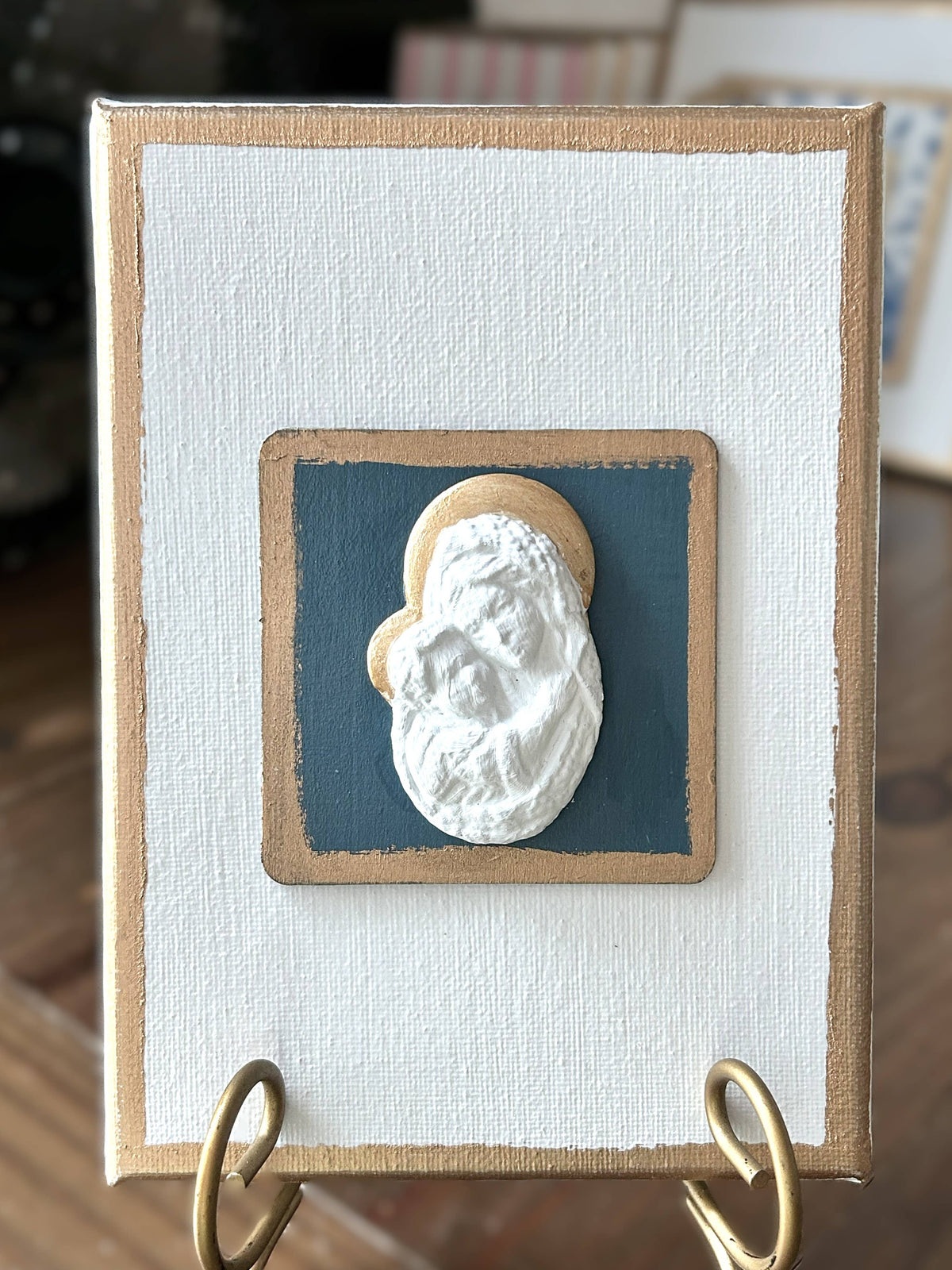 Nativity Intaglios | Christmas holiday holy family madonna : 5x7 gold madonna/baby