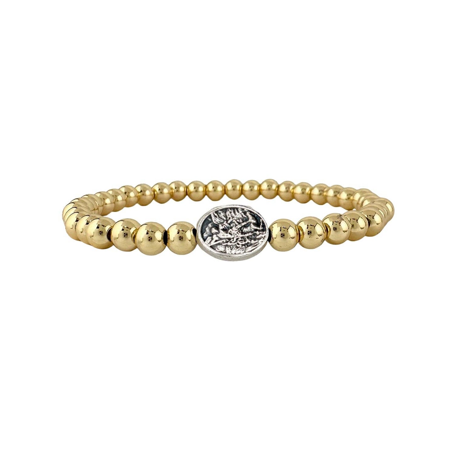 Subliminal Saint Michael The Archangel Stretch Bracelet: Gold and Silver