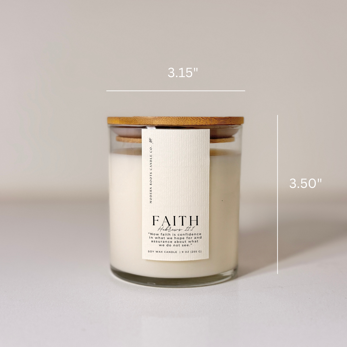 Faith | Lily & Bergamot | 9 oz. Clear Jar Soy Candle: Asher White Pine Lid