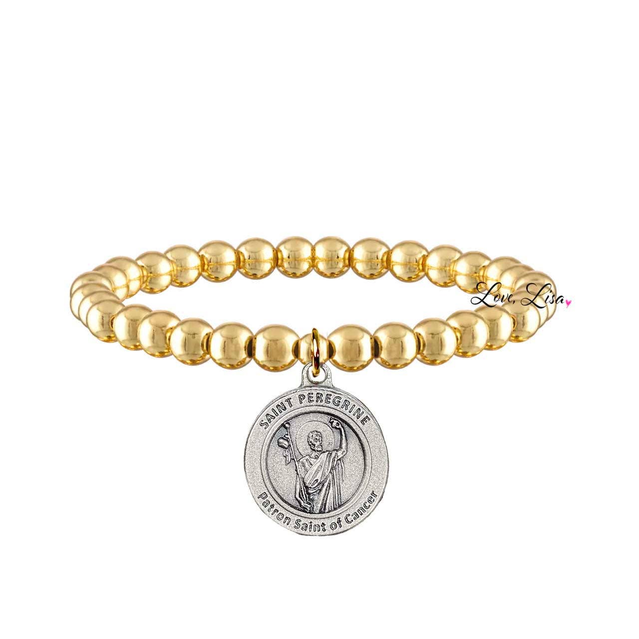 Saint Peregrine Patron Saint of Cancer Bracelet: Gold or Silver