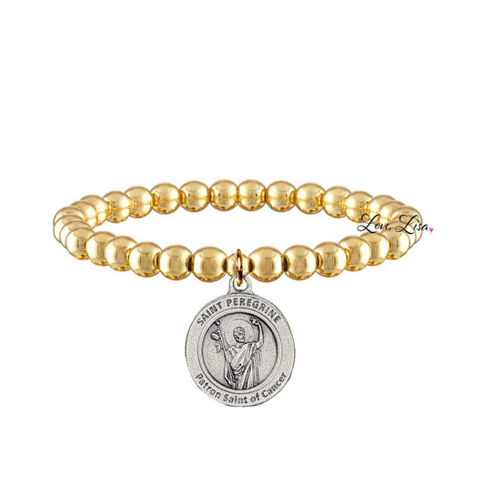 Saint Peregrine Patron Saint of Cancer Bracelet: Gold or Silver